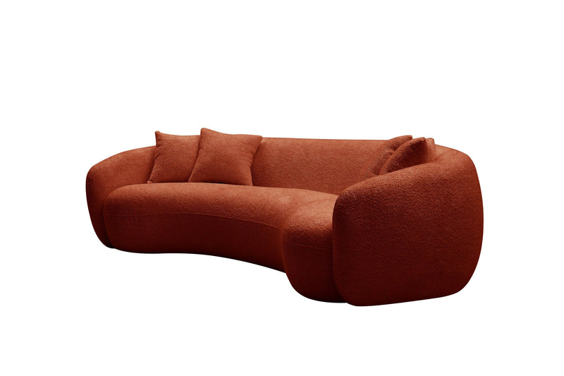 102'' 5-Seater Boucle SofaModern Sectional Half Moon Leisure Couch Curved Sofa Teddy Fleece Orange - Urban Living Furniture (Los Angeles, CA)