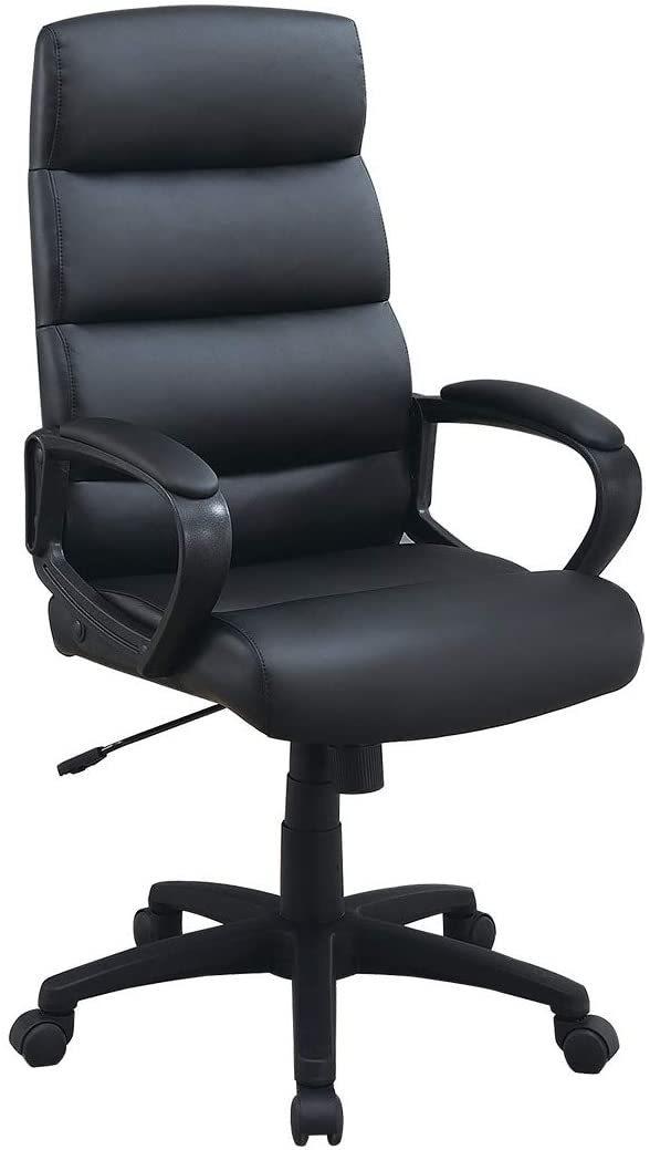 Black Faux leather Cushioned Upholstered 1pc Office Chair Adjustable Height Desk Chair Relax - Urban Living Furniture (Los Angeles, CA)