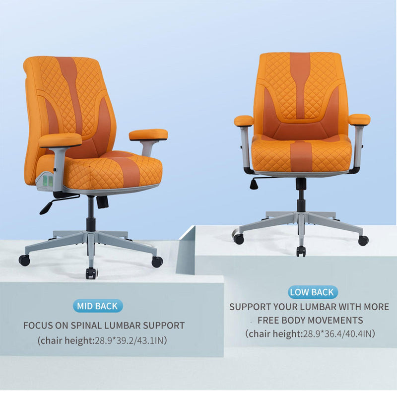 Office Desk Chair, Air Cushion Low Back Ergonomic Managerial Executive Chairs, Headrest and Lumbar Support Desk Chairs with Wheels and Armrest, Orange/Dark Orange - Urban Living Furniture (Los Angeles, CA)