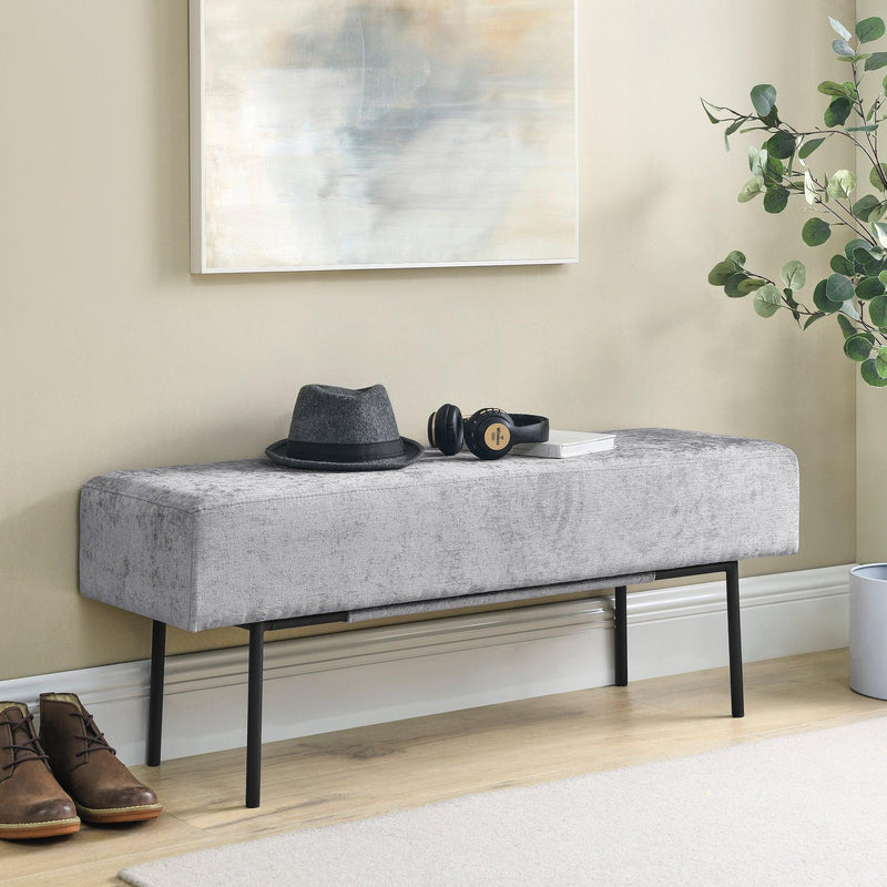 Contemporary Style Bedroom Chenille Upholstered Bench, Grey,( 45'' x13''x 17''） - Urban Living Furniture (Los Angeles, CA)