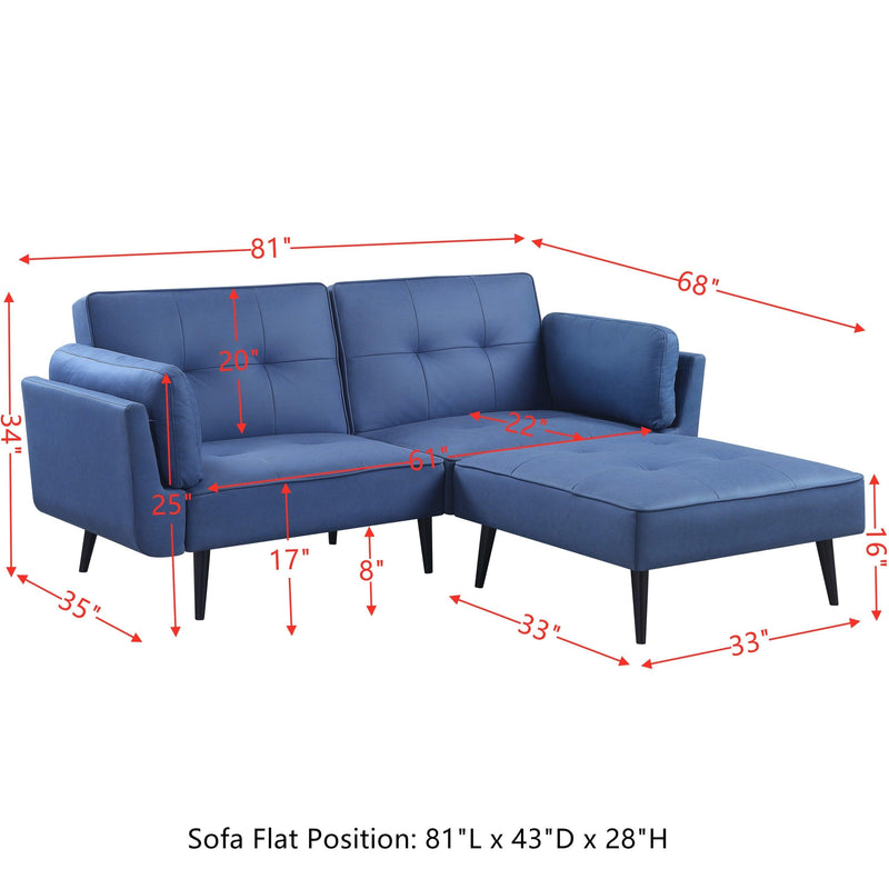 ACME Nafisa Adjustable Sofa & Ottoman, Blue Fabric LV00823 - Urban Living Furniture (Los Angeles, CA)