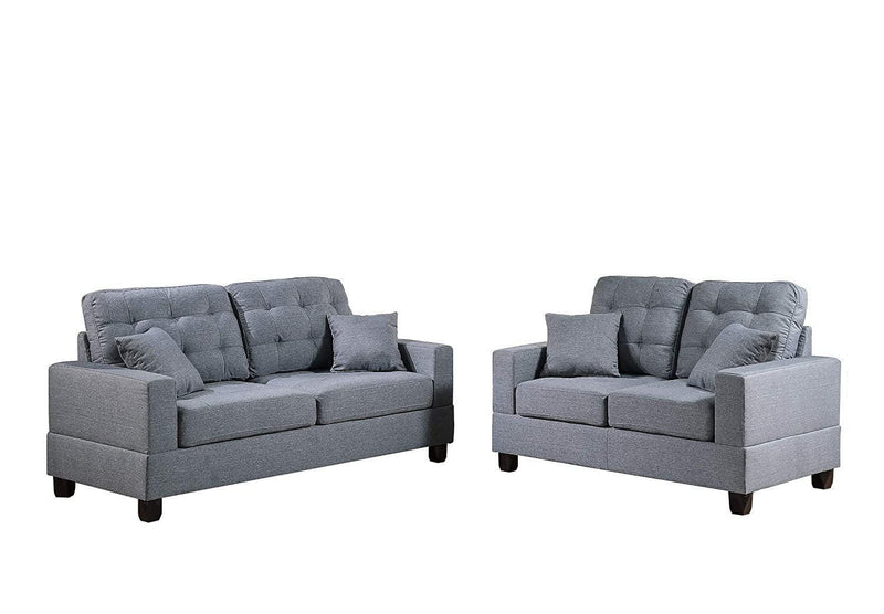 Living Room Furniture 2pc Sofa Set Grey Polyfiber Tufted Sofa Loveseat w Pillows Cushion Couch - Urban Living Furniture (Los Angeles, CA)