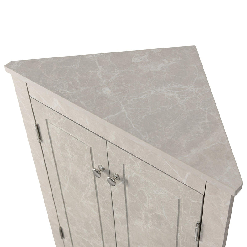 White Marble Triangle BathroomStorage Cabinet with Adjustable Shelves, Freestanding Floor Cabinet for Home Kitchen - Urban Living Furniture (Los Angeles, CA)