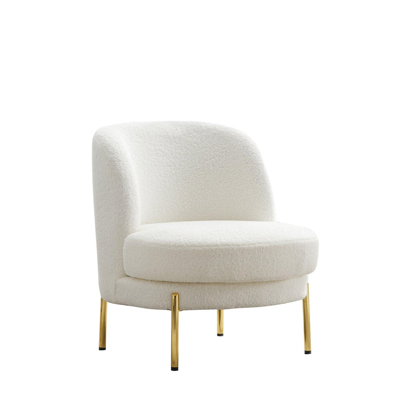 28.4"W Accent Chair Upholstered Curved Backrest Reading Chair Single Sofa Leisure Club Chair with Golden Adjustable Legs For Living Room Bedroom Dorm Room (Ivory Boucle) - Urban Living Furniture (Los Angeles, CA)