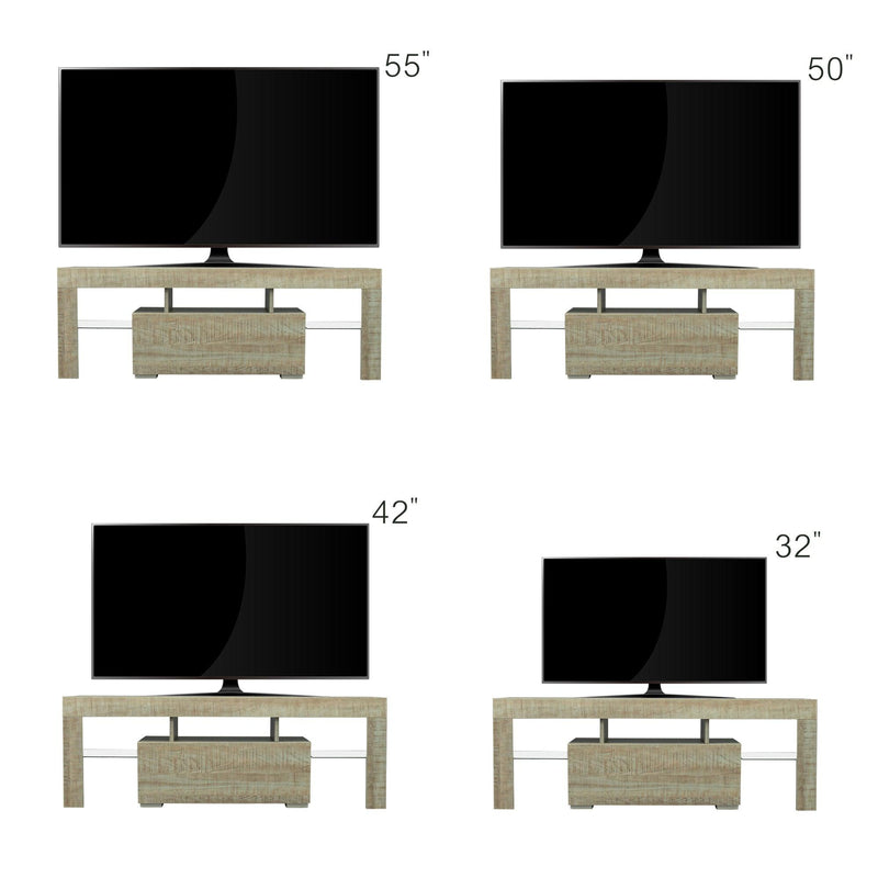 TV Stand with LED RGB Lights,Flat Screen TV Cabinet, Gaming Consoles - in Lounge Room, Living Room and Bedroom，GREY OAK - Urban Living Furniture (Los Angeles, CA)