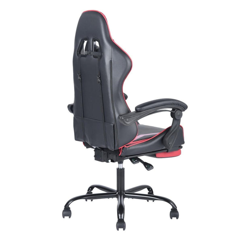 Gaming Office High Back Computer Leather Desk Mesh Ergonomic 180 Degrees Adjustable Swivel Task Chair with Headrest and Lumbar Support, & Footrest , Red - Urban Living Furniture (Los Angeles, CA)