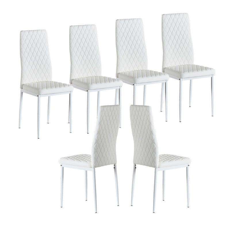 WhiteModern minimalist dining chair fireproof leather sprayed metal pipe diamond grid pattern restaurant home conference chair set of 4 - Urban Living Furniture (Los Angeles, CA)