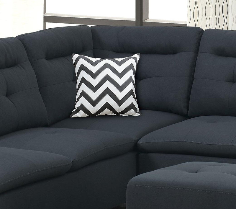 Living Room Furniture Black Cushion Sectional w Ottoman Linen Like Fabric Sofa Chaise - Urban Living Furniture (Los Angeles, CA)