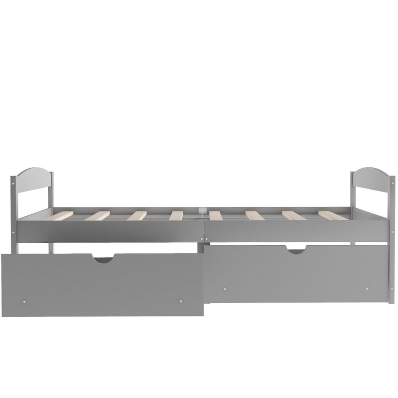 Twin size platform bed, with two drawers, gray - Urban Living Furniture (Los Angeles, CA)