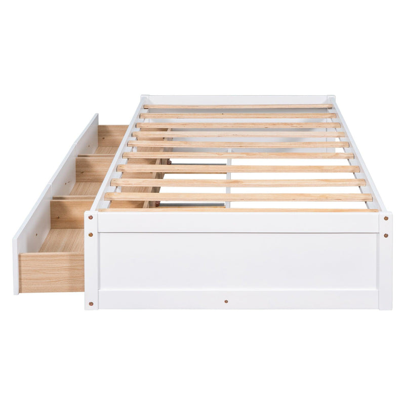 Twin Size PlatformStorage Bed with 3 Drawers,White