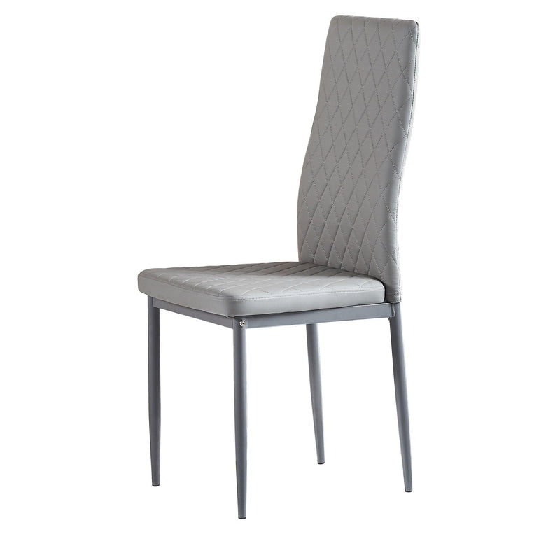 Light GrayModern minimalist dining chair leather sprayed metal pipe diamond grid pattern restaurant home conference chair set of 4 - Urban Living Furniture (Los Angeles, CA)