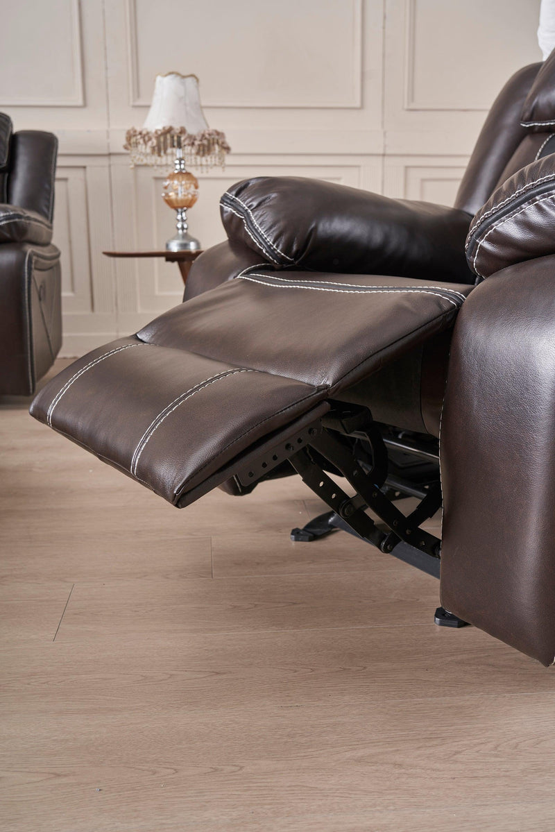 Reclining upholstered manual puller in faux leather, Brown 38.58*38.58*40.16 - Urban Living Furniture (Los Angeles, CA)