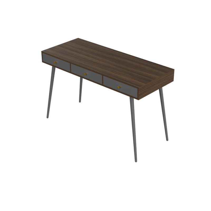 Update Writing Desk 47" with 3 Drawers|Modern Mid Century Desk for Home Office (Walnut + Dark Grey) - Urban Living Furniture (Los Angeles, CA)