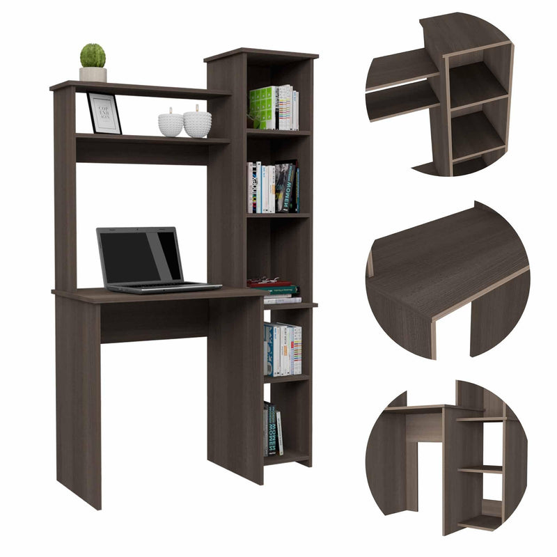 Marston 6-Shelf Writing Desk with Built-in Bookcase Smokey Oak - Urban Living Furniture (Los Angeles, CA)