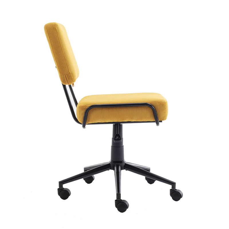 Corduroy Desk Chair Task Chair Home Office Chair Adjustable Height, Swivel Rolling Chair with Wheels for Adults Teens Bedroom Study Room,Yellow - Urban Living Furniture (Los Angeles, CA)