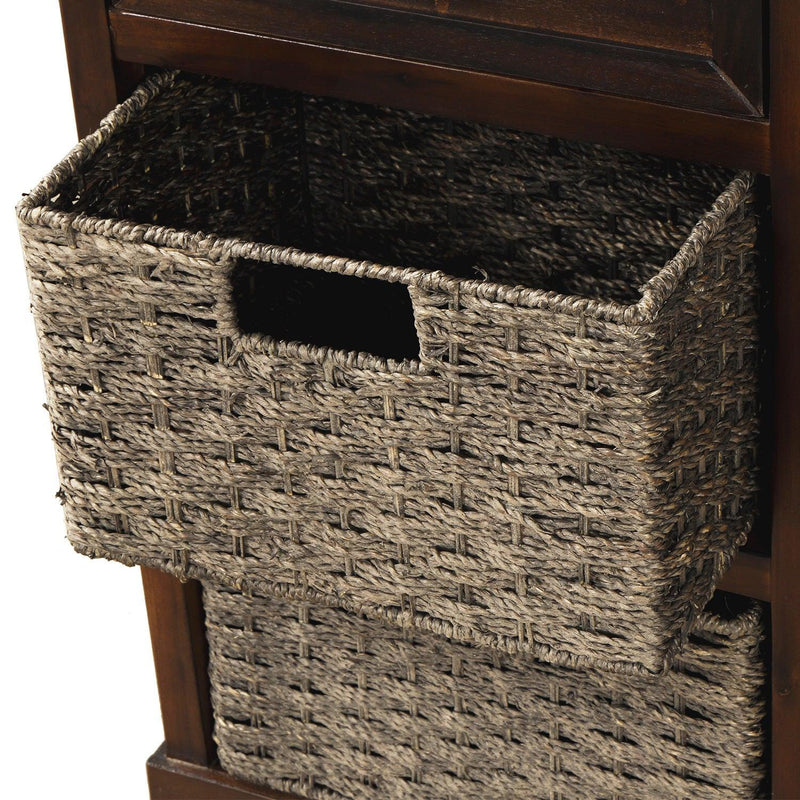 RusticStorage Cabinet with Two Drawers and Four Classic Rattan Basket for Dining Room/Living Room (Espresso) - Urban Living Furniture (Los Angeles, CA)