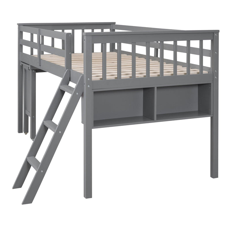 Twin Size Loft Bed With Removable Desk and Cabinet, Gray - Urban Living Furniture (Los Angeles, CA)