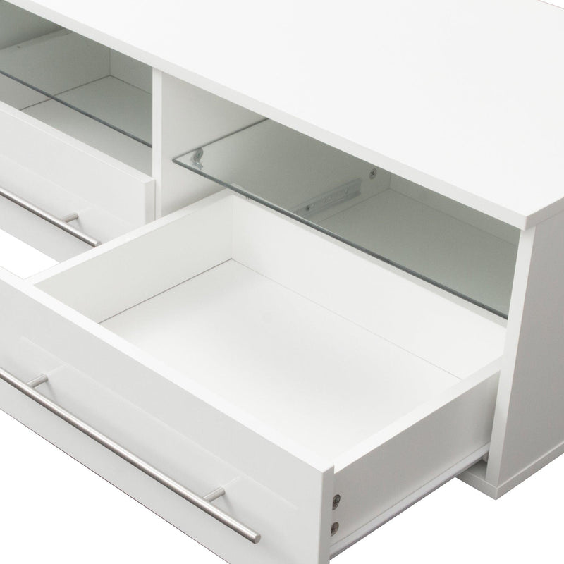 White TV cabinet has two drawers with dual end color-changing LED light strip - Urban Living Furniture (Los Angeles, CA)