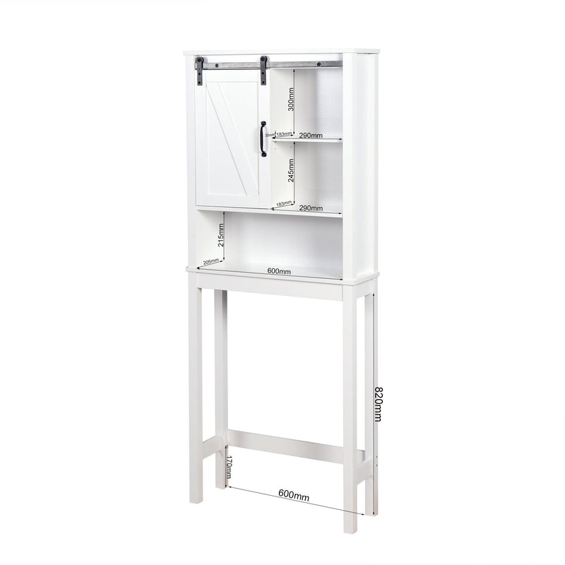 Over-the-ToiletStorage Cabinet, Space-Saving Bathroom Cabinet, with Adjustable Shelves and A Barn Door 27.16 x 9.06 x 67 inch - Urban Living Furniture (Los Angeles, CA)