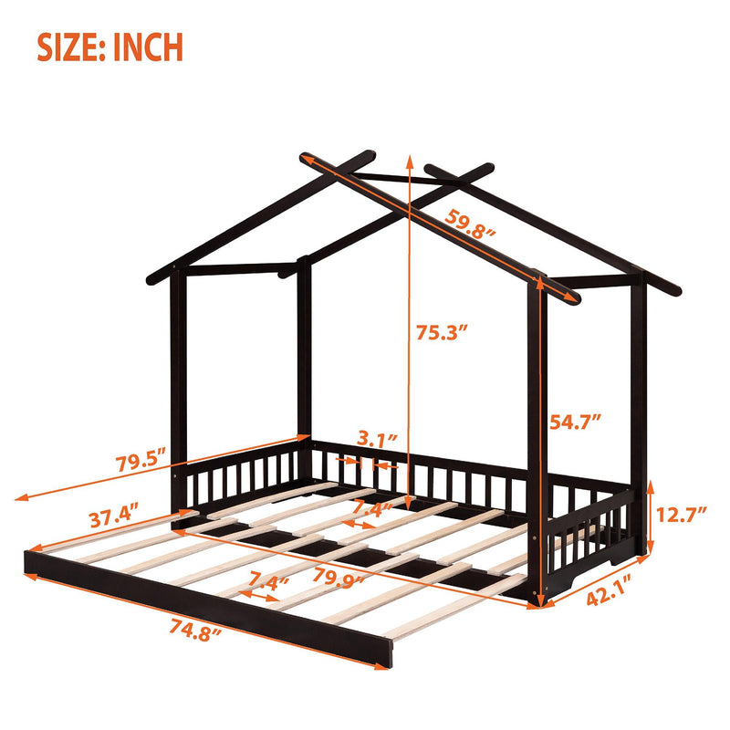 Extending House Bed, Wooden Daybed, Espresso - Urban Living Furniture (Los Angeles, CA)