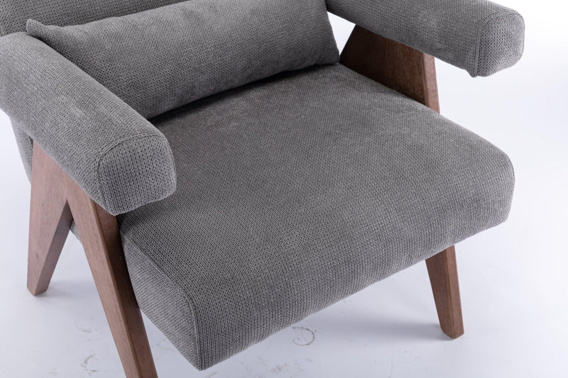 Accent chair, KD rubber wood legs with Walnut finish. Fabric cover the seat. With a cushion.Grey - Urban Living Furniture (Los Angeles, CA)