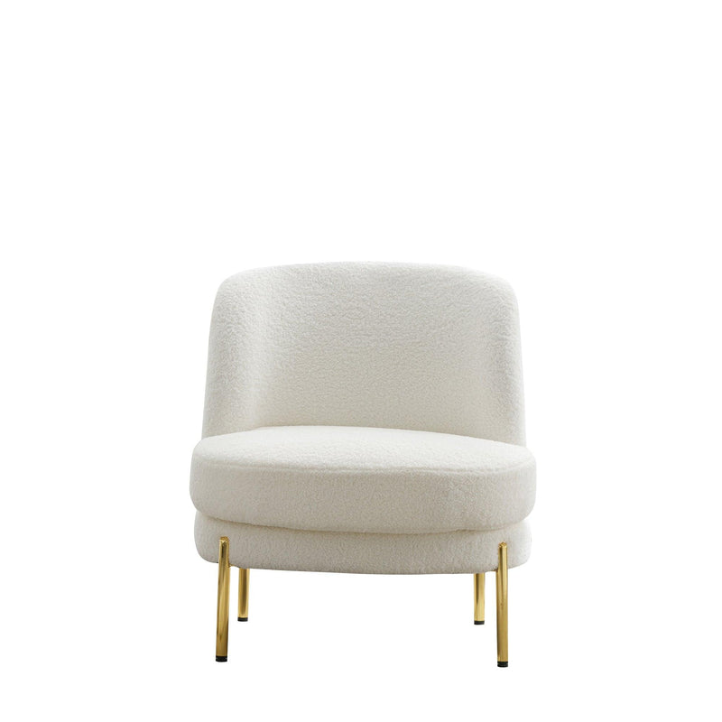 28.4"W Accent Chair Upholstered Curved Backrest Reading Chair Single Sofa Leisure Club Chair with Golden Adjustable Legs For Living Room Bedroom Dorm Room (Ivory Boucle) - Urban Living Furniture (Los Angeles, CA)