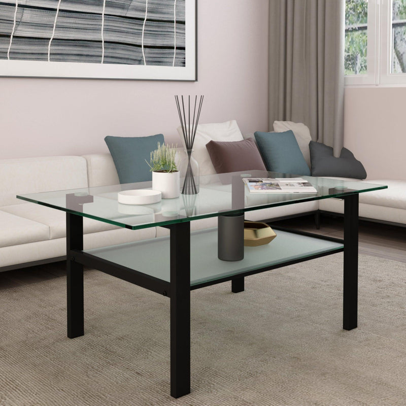 Transparent glass black coffee table,Modern simple, living room coffee table, side center table - Urban Living Furniture (Los Angeles, CA)