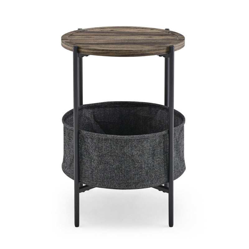 Modern Accent End Table withStorage Basket，Grey Cloth Bag and Brown Top （18“x18”x24“） - Urban Living Furniture (Los Angeles, CA)