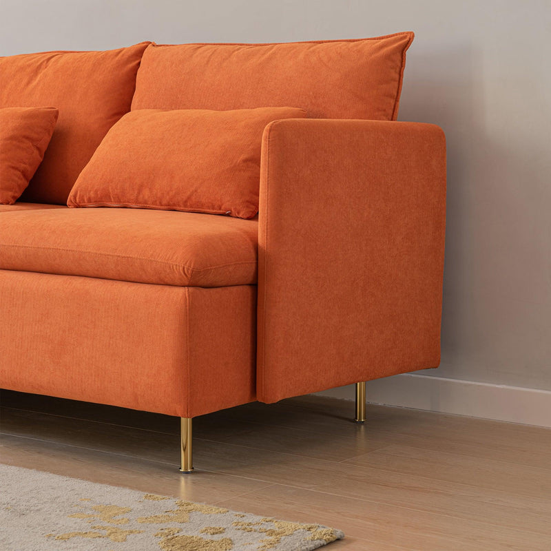 Modular L-shaped Corner sofa ,Left Hand Facing Sectional Couch,Orange Cotton Linen-90.9'' - Urban Living Furniture (Los Angeles, CA)