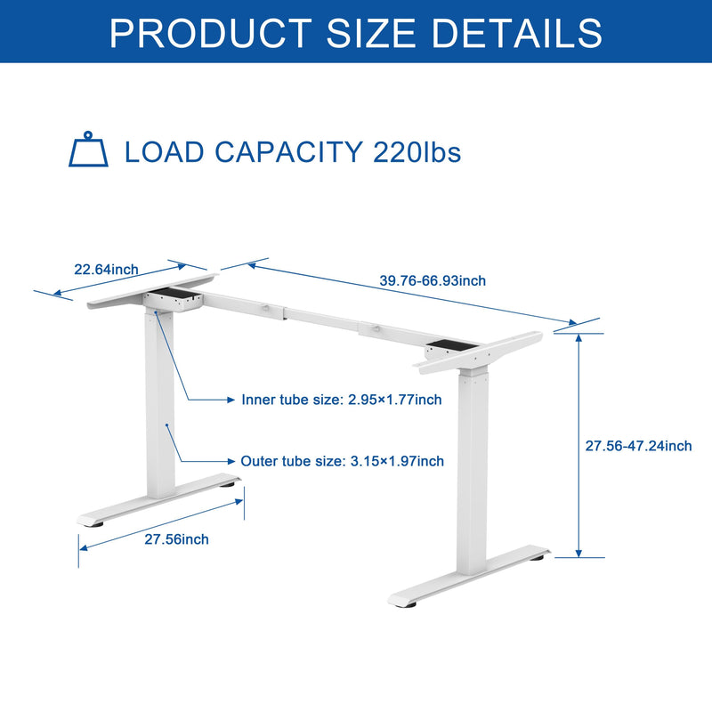 Ergonomic Standing Desk Base Workstation Frame Only，silver grey - Urban Living Furniture (Los Angeles, CA)