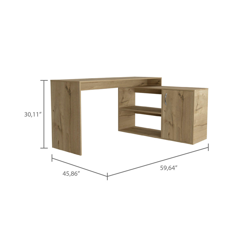 Lyncliff 1-Drawer 2-Shelf L-Shaped Office Desk Light Oak - Urban Living Furniture (Los Angeles, CA)