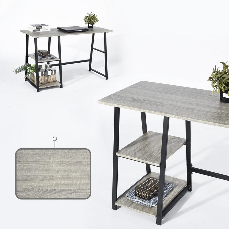 47.4"W X 19.7"D X 28.9"H Wooden Desk with 2Storage Racks - GREY & BLACK - Urban Living Furniture (Los Angeles, CA)