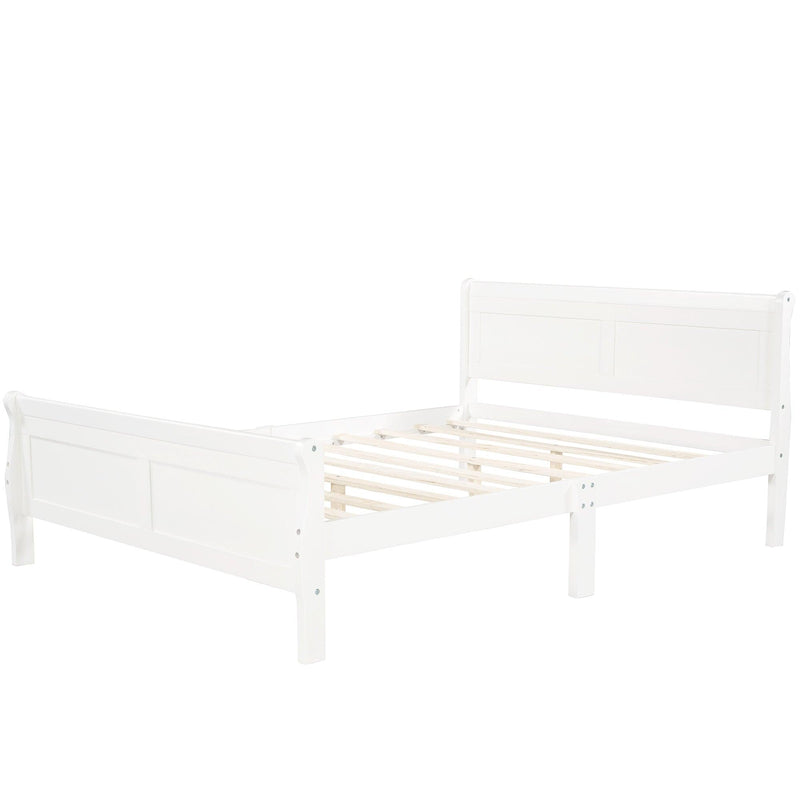 Full Size Wood Platform Bed with Headboard and Wooden Slat Support (White) - Urban Living Furniture (Los Angeles, CA)