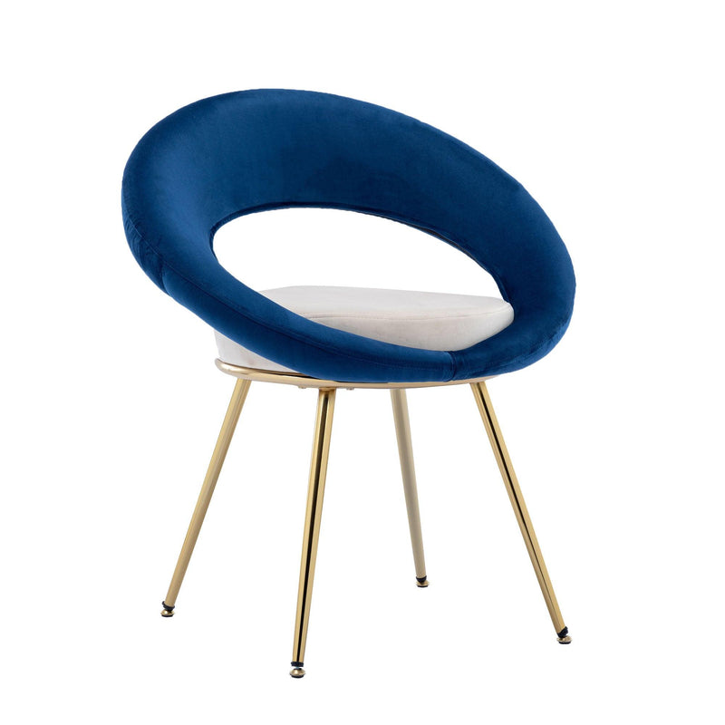 Navy Blue VelvetModern accent/Conversation Lounge Chair With Gold Plated Legs, unique appearance，Suitable For Office, Lounge, Living Room，set of 2 - Urban Living Furniture (Los Angeles, CA)