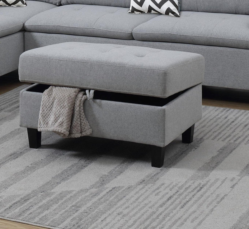 Living Room Furniture Grey Cushion Sectional w Ottoman Linen Like Fabric Sofa Chaise - Urban Living Furniture (Los Angeles, CA)