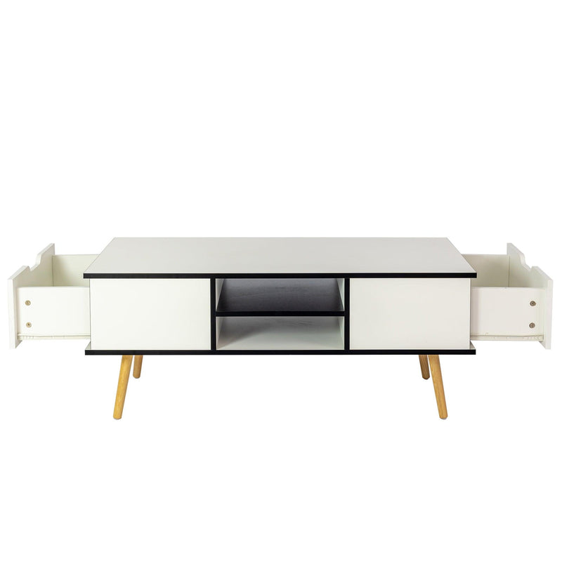 COFFEE TABLE,computer table,  white color,solid wood legs support, bigStorage space,for Dining Room, Kitchen, Small Spaces,Wooden legs and white - Urban Living Furniture (Los Angeles, CA)