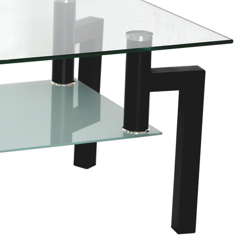 Rectangle Black Glass Coffee Table, Clear Coffee Table，Modern Side Center Tables for Living Room， Living Room Furniture - Urban Living Furniture (Los Angeles, CA)