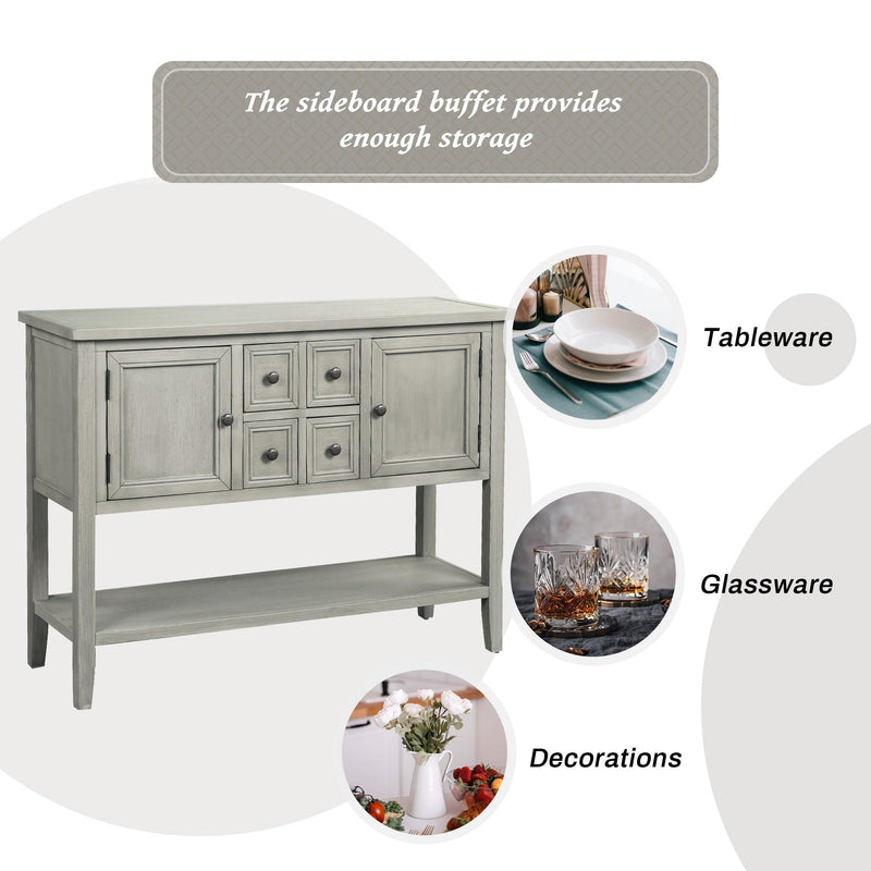 Cambridge Series Buffet Sideboard Console Table with Bottom Shelf (Antique Gray) - Urban Living Furniture (Los Angeles, CA)