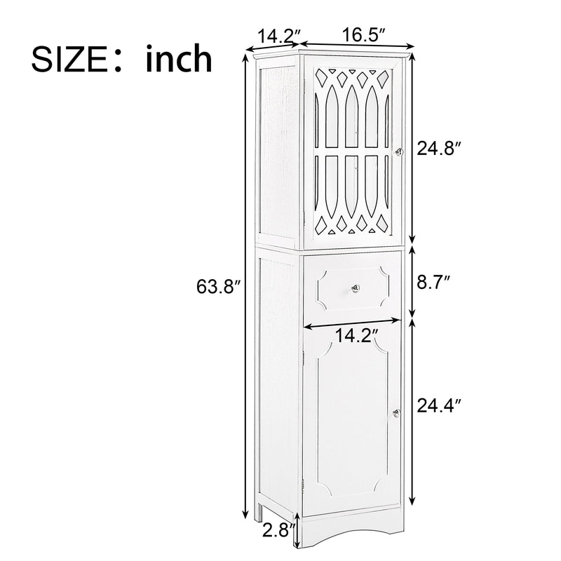 Tall Bathroom Cabinet, FreestandingStorage Cabinet with Drawer and Doors, MDF Board, Acrylic Door, Adjustable Shelf, Grey - Urban Living Furniture (Los Angeles, CA)