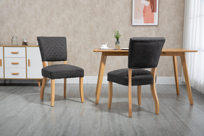 Upholstered Diamond Stitching Leathaire Dining Chair with Solid Wood Legs Gray - Urban Living Furniture (Los Angeles, CA)