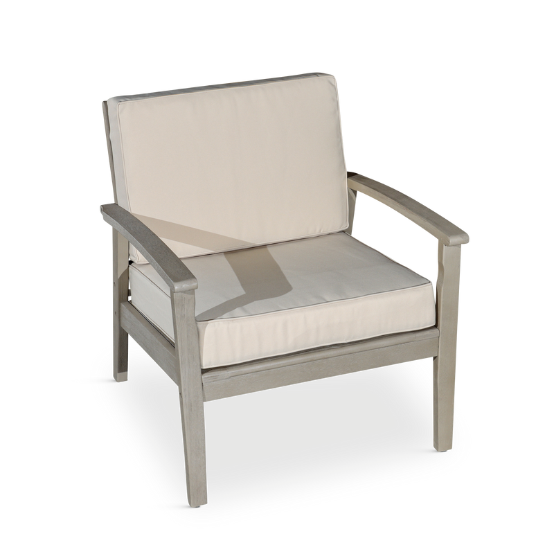 Deep Seat Eucalyptus Chair, Driftwood Gray Finish, Sand Cushions - Urban Living Furniture (Los Angeles, CA)