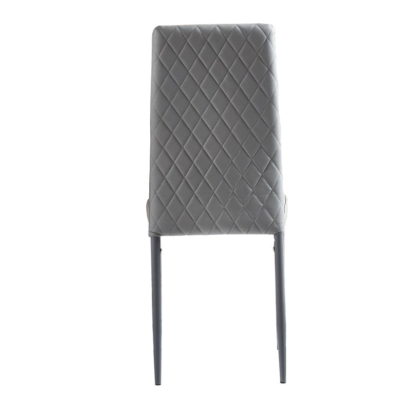 Light GrayModern minimalist dining chair leather sprayed metal pipe diamond grid pattern restaurant home conference chair set of 4 - Urban Living Furniture (Los Angeles, CA)