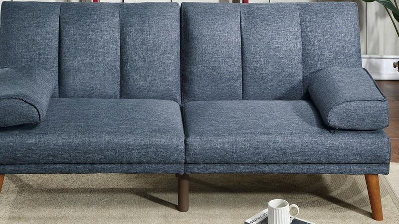 Navy Polyfiber Adjustable Sofa Living Room Furniture Solid wood Legs Plush Couch - Urban Living Furniture (Los Angeles, CA)