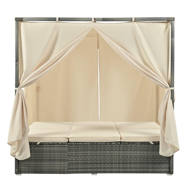 Adjustable Sun Bed With Curtain,High Comfort，With 3 Colors - Urban Living Furniture (Los Angeles, CA)