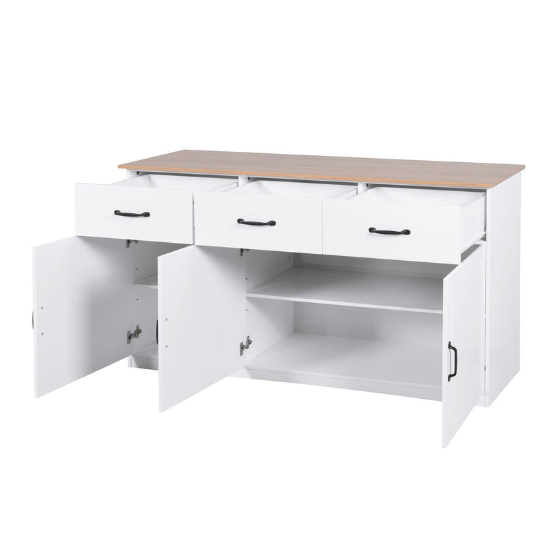 White Buffet Cabinet withStorage, Kitchen Sideboard with 3 Doors and 3 Drawers, Coffee Bar Cabinet,Storage Cabinet Console Table for Living Room - Urban Living Furniture (Los Angeles, CA)