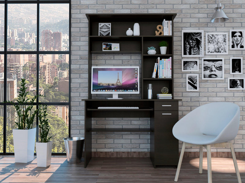 Aberdeen 2-Drawer 7-Shelf Computer Desk with Hutch Black Wengue - Urban Living Furniture (Los Angeles, CA)