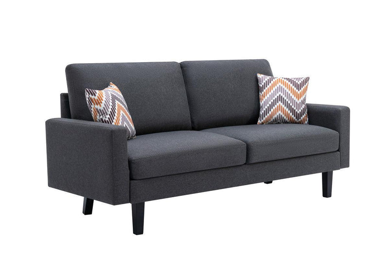 Bahamas Dark Gray Linen Sofa and 2 Chairs with 2 Throw Pillows - Urban Living Furniture (Los Angeles, CA)