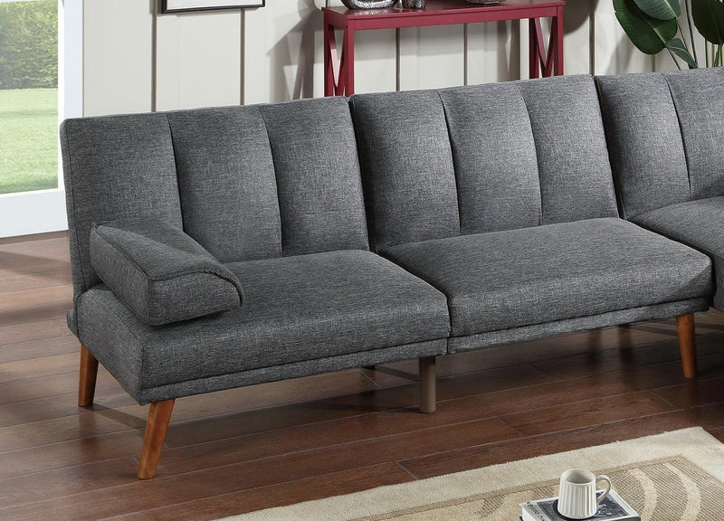 Blue Grey Polyfiber Adjustable Sofa Living Room Furniture Solid wood Legs Plush Couch - Urban Living Furniture (Los Angeles, CA)