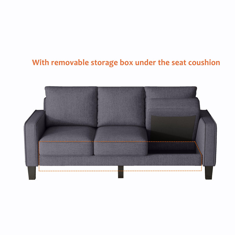 Modern Living Room Furniture L Shape Sofa with Ottoman in Dark Grey Fabric - Urban Living Furniture (Los Angeles, CA)