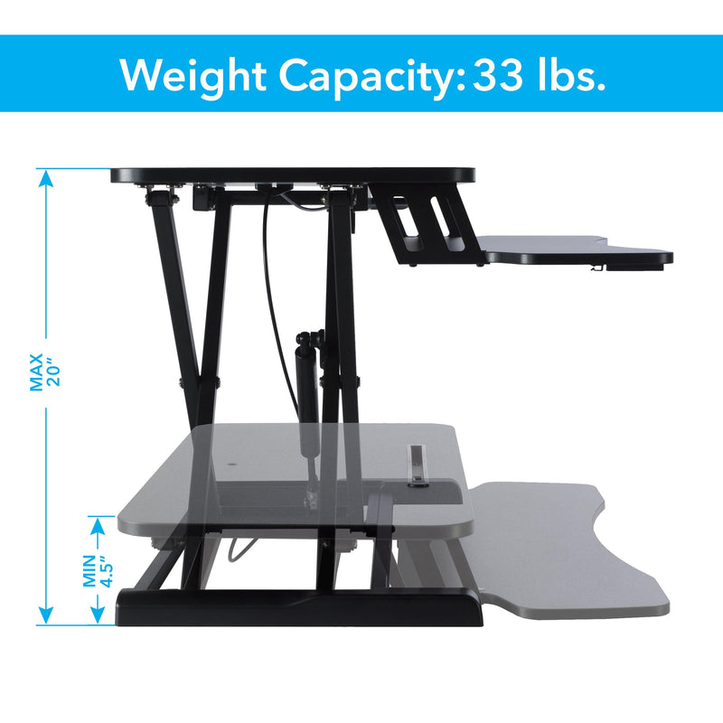 Atlantic Height Adjustable Large Standing Desk Converter, Black - Gas Spring, Desktop Riser - Urban Living Furniture (Los Angeles, CA)